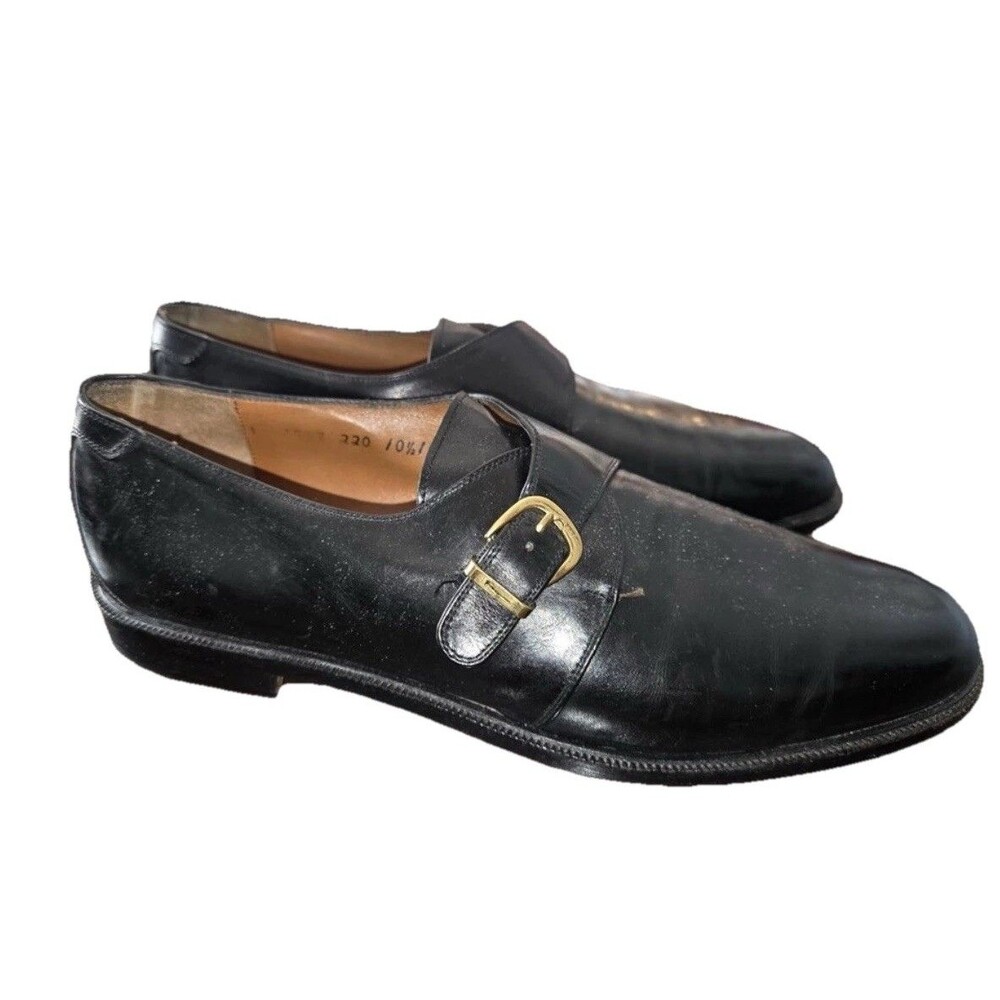Salvatore Ferragamo Men’s Loafers Monk Strap Dress Shoes 10.5 D Black Italy EUC